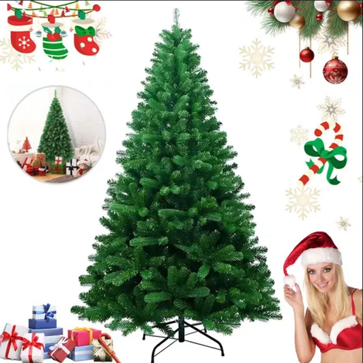 GENERICO - árbol de navidad ciprés rama x rama 2 10m+tren 2 vagones + luces 300