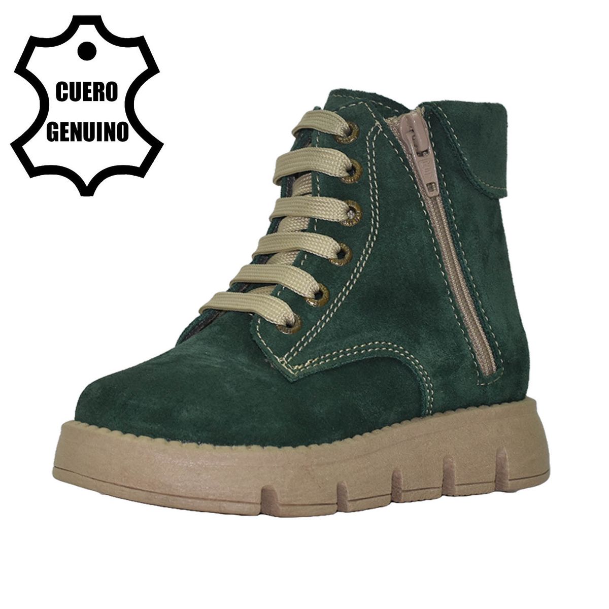 BRUNO KIDS - BOTÍN NIÑA BRUNO KIDS DE CUERO RENOBUCK VERDE