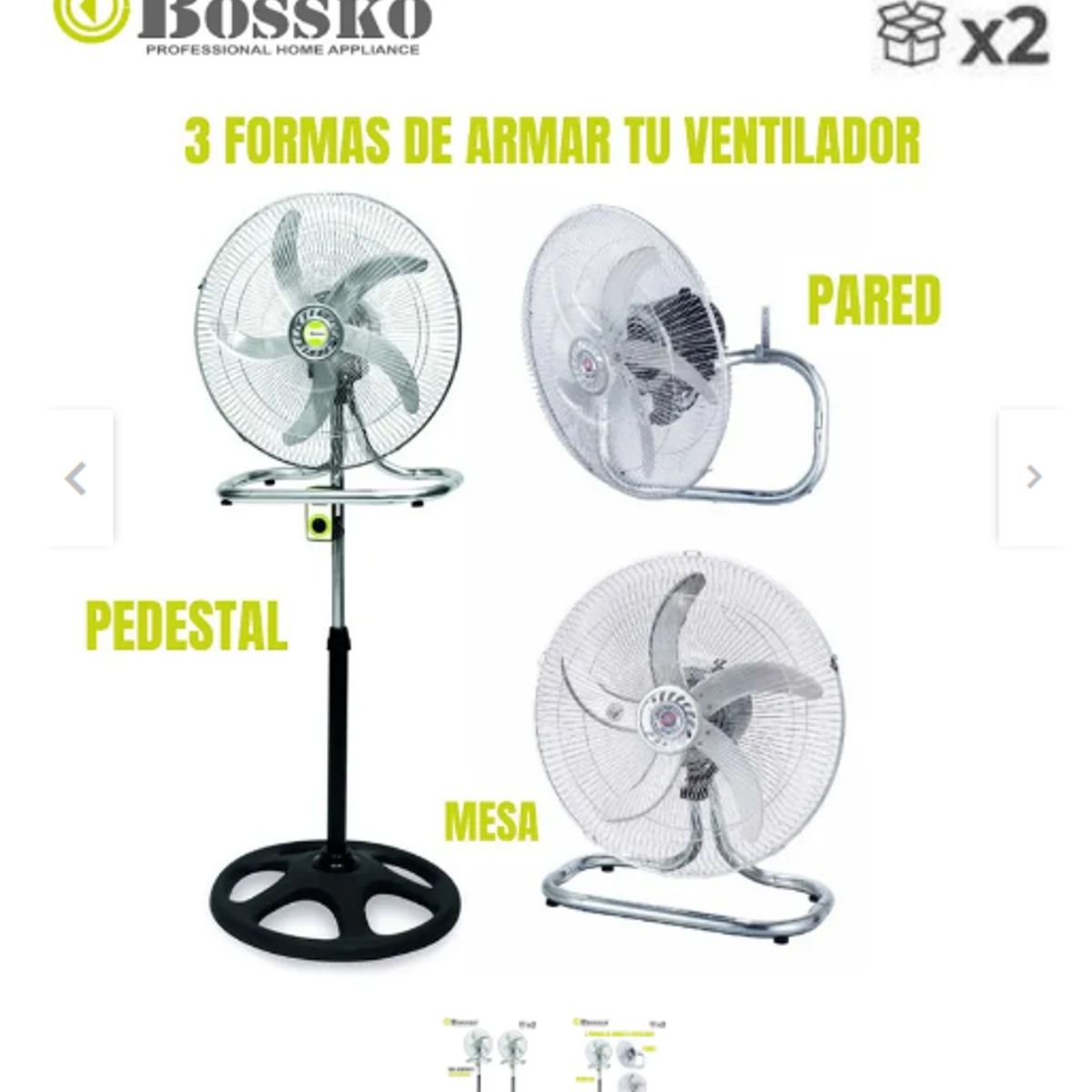GENERICO - Pack de 2 Ventiladores 5 Aspas 3 en1 18" 200