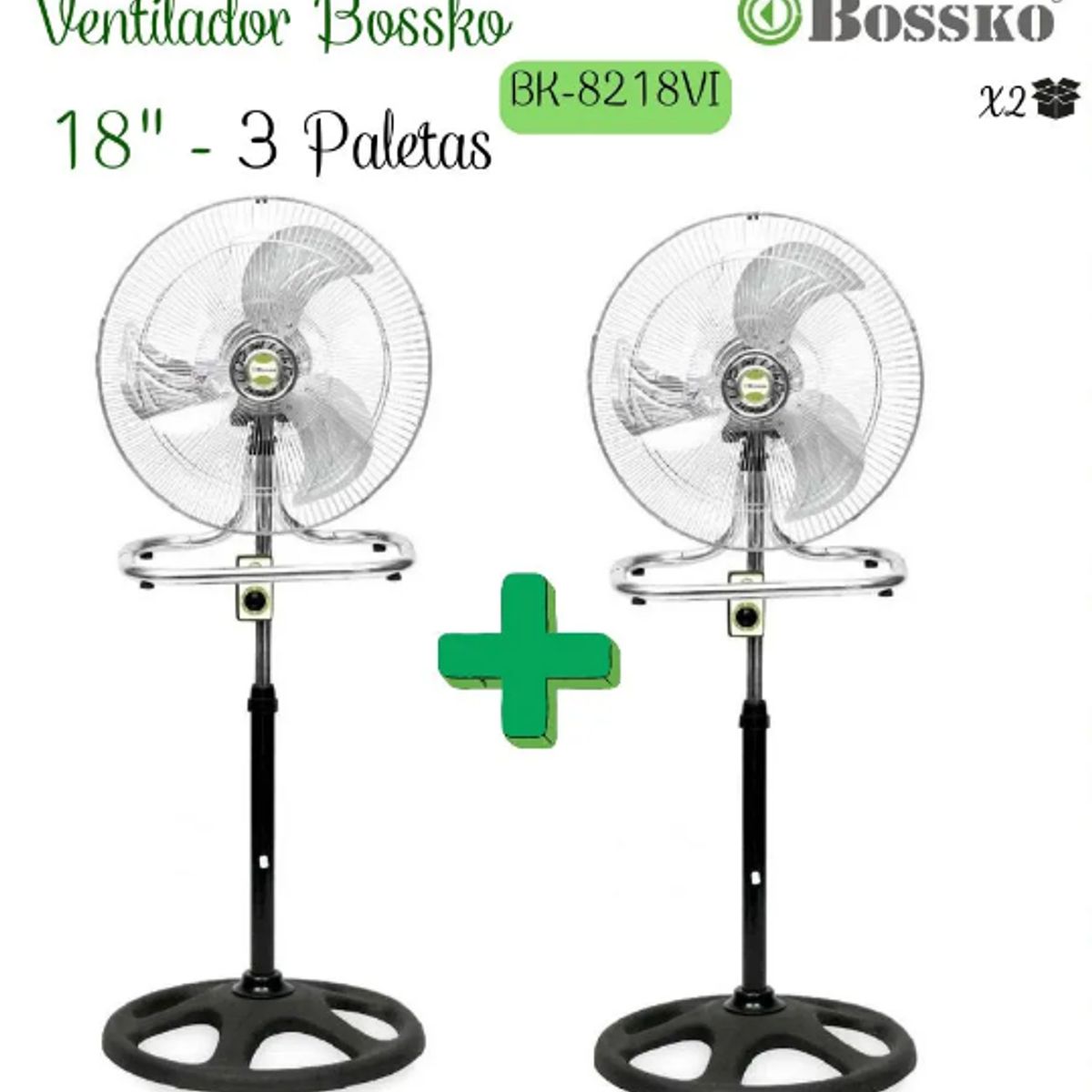 GENERICO - Ventilador Bossko 3 en 1 de 18" 200W BK-8218VI X2 Unid.