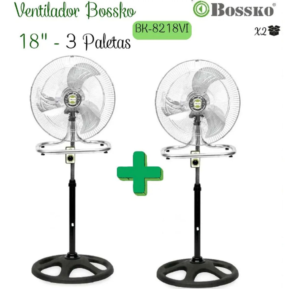 GENERICO - Ventilador Bossko 3 en 1 de 18" 200W BK-8218VI X2 Unid.