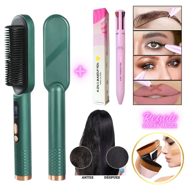 GENERICO - Pack Plancha Alisador + Lapiz de Maquillaje 4 EN 1 + Regalo