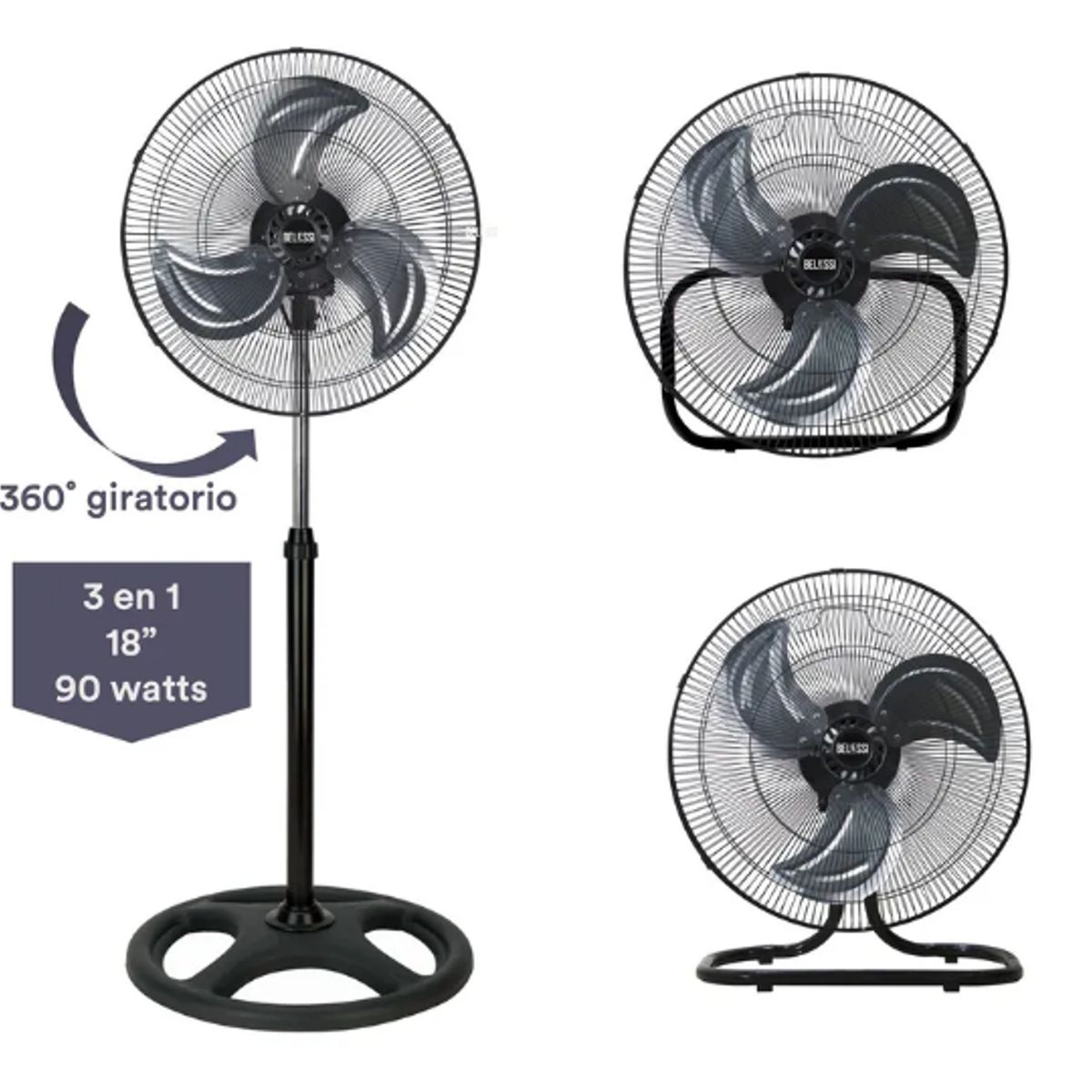 GENERICO - Ventilador 100W de 18" 3 en 1 gausho-18-3B