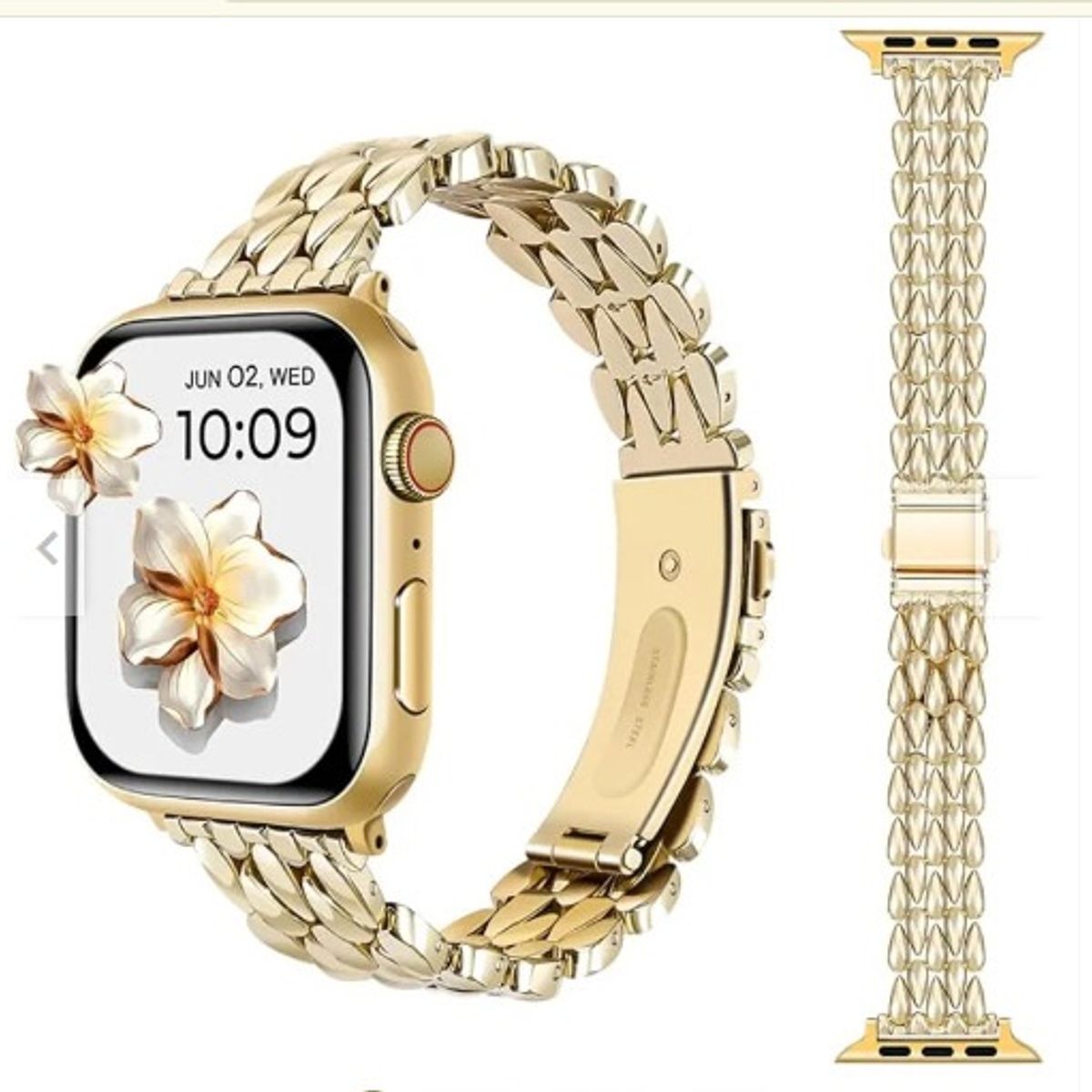 GENERICO - Correa de ACERO BRILLANTE Rice Para Apple Watch 41mm - DORADO