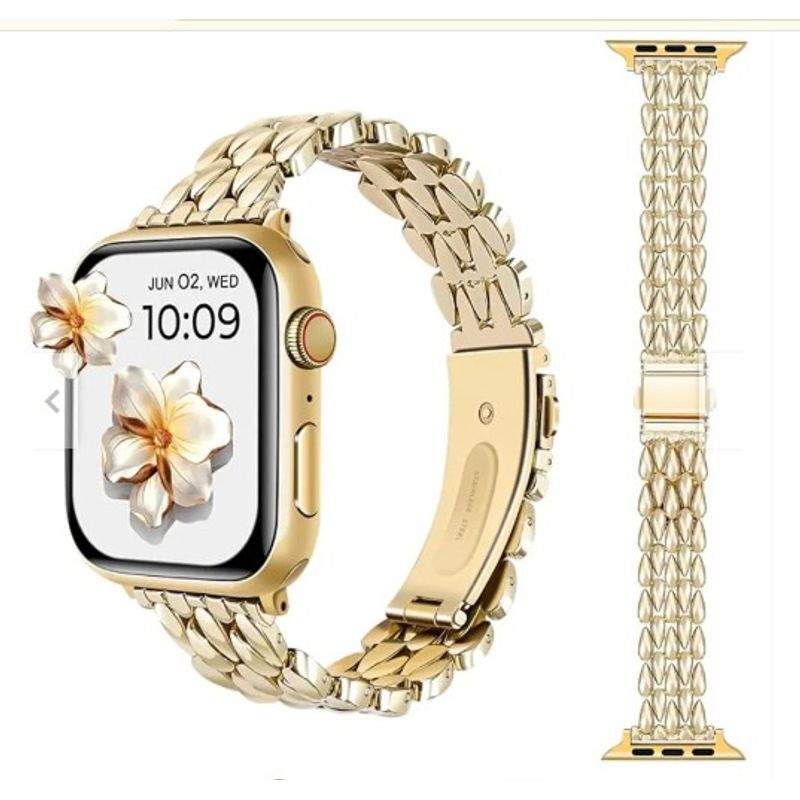 GENERICO - Correa de ACERO BRILLANTE Rice Para Apple Watch 41mm - DORADO