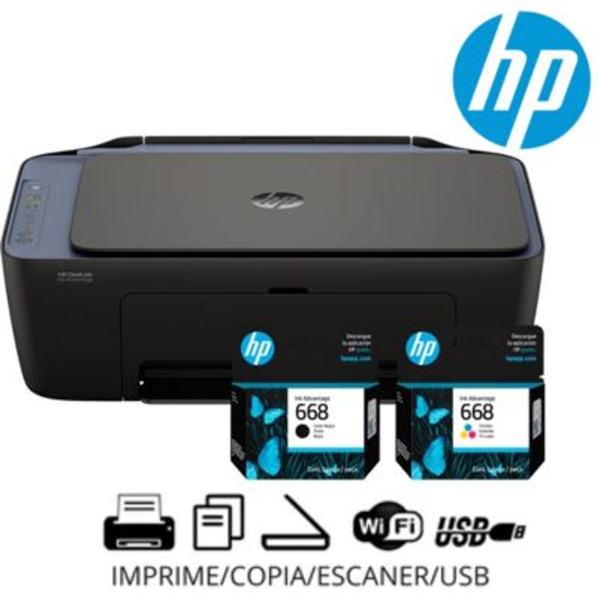 HP - Impresora Multifuncional Deskjet Ink Advantage 2975 color Wifi Escaner Copia