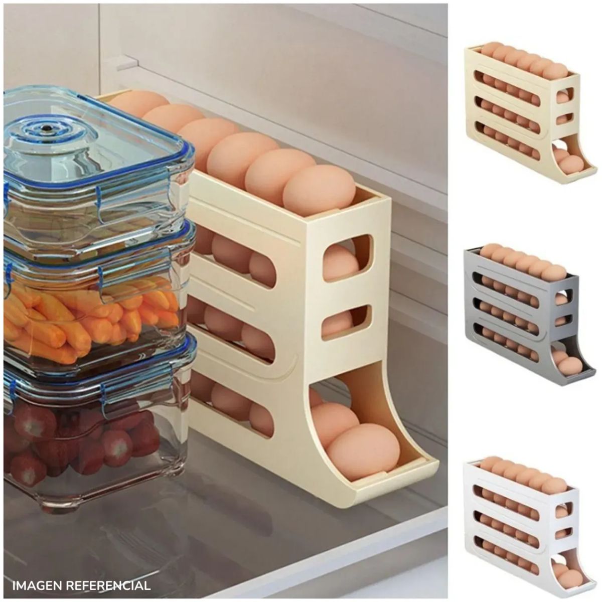GENERICO - Organizador de huevos para refrigerador de 4 niveles