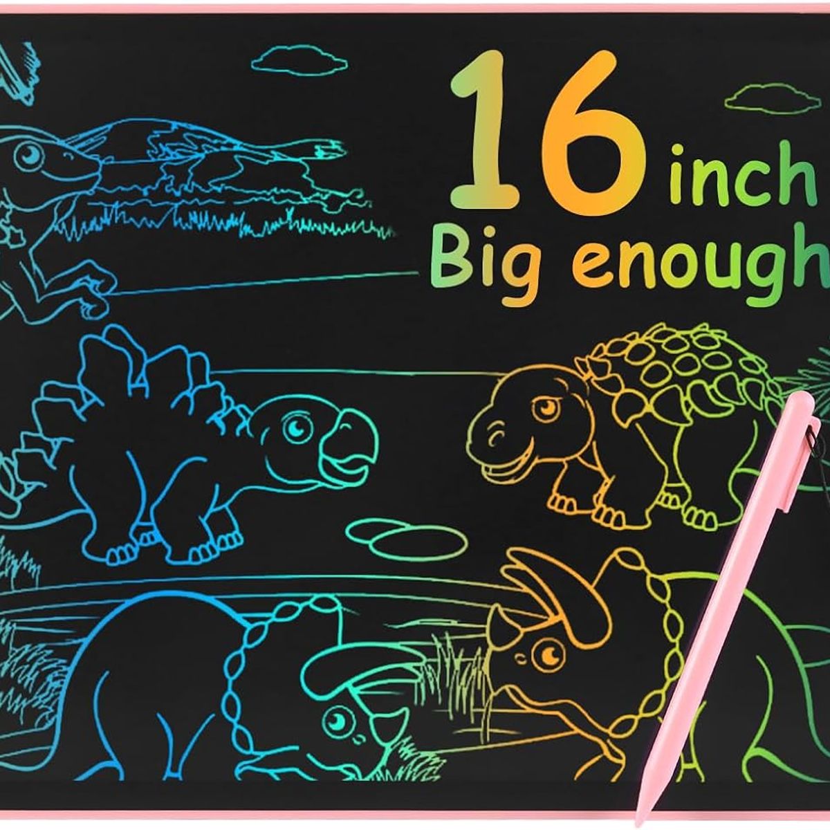 GENERICO - Tableta de escritura LCD de 16 pulgadas para niños y adultos ROSA