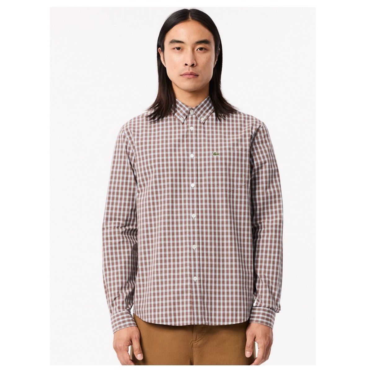 LACD - CAMISA LACOSTE CH6981 MANGA LARGA REGULAR FIT MARRON ROJIZO
