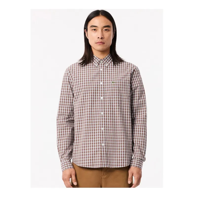 LACD - CAMISA LACOSTE CH6981 MANGA LARGA REGULAR FIT MARRON ROJIZO