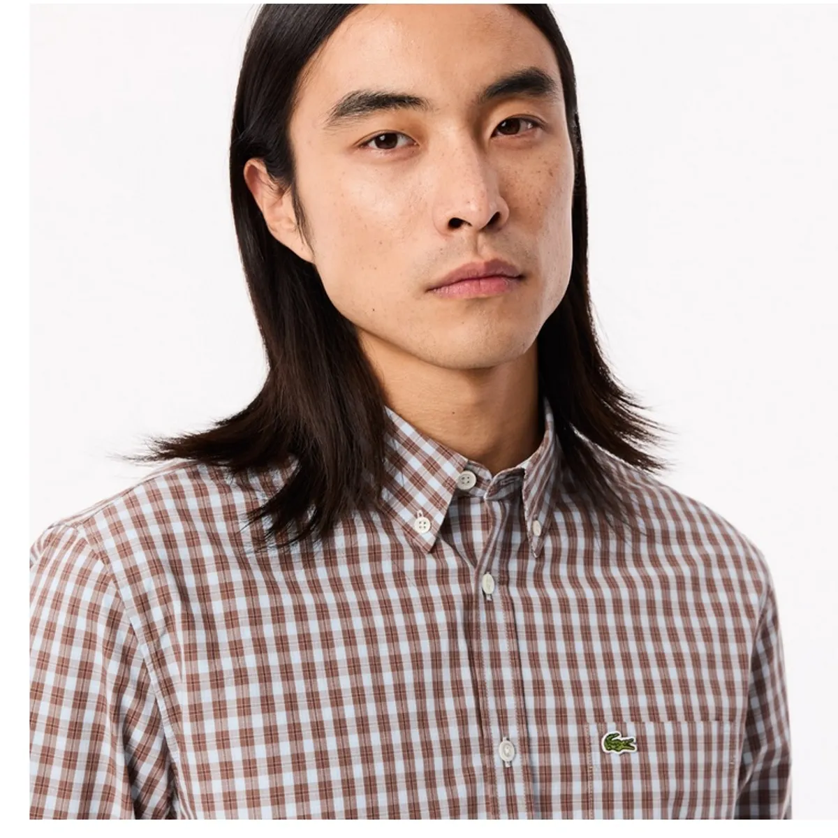 LACD - CAMISA LACOSTE CH6981 MANGA LARGA REGULAR FIT MARRON ROJIZO