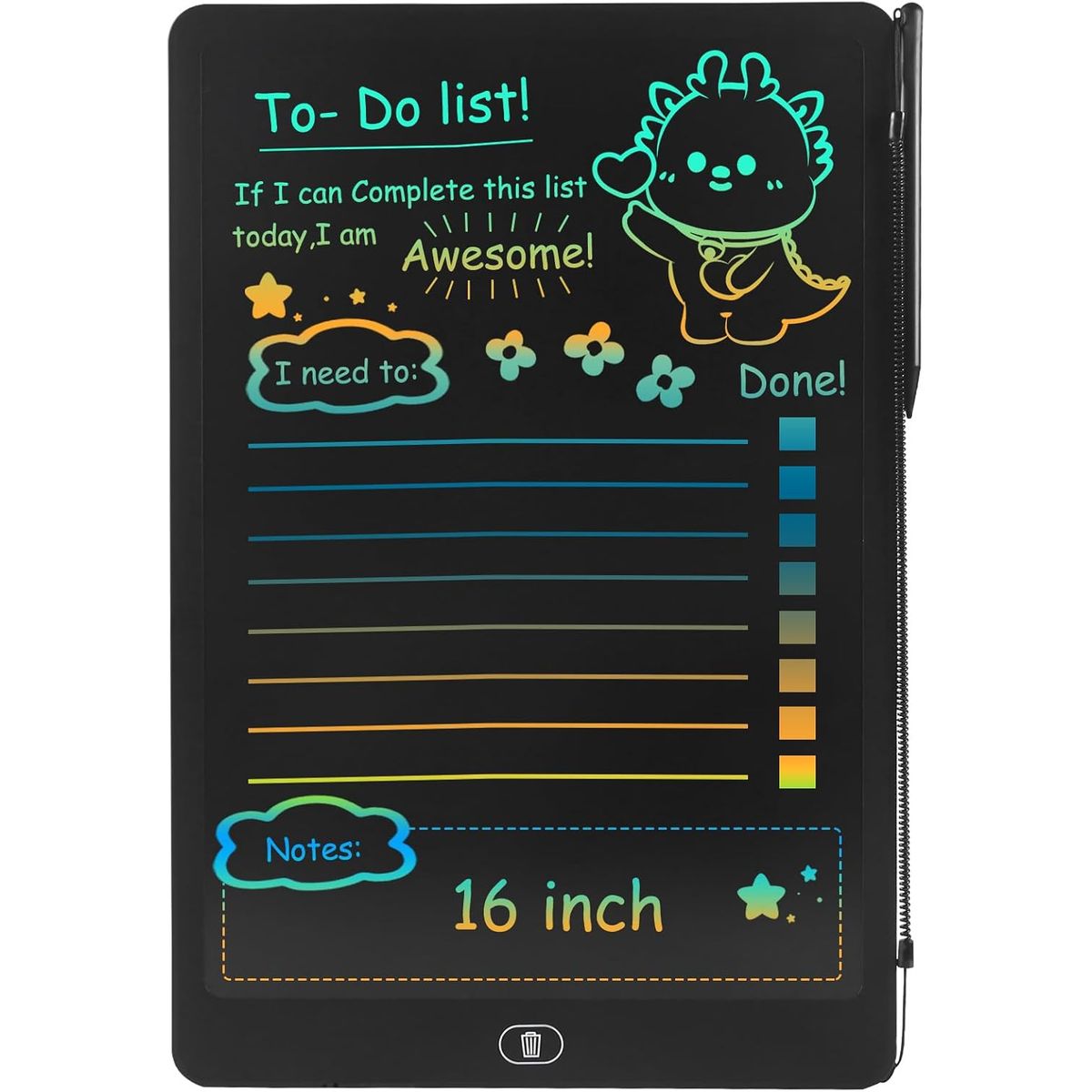 GENERICO - Tableta de escritura LCD de 16 pulgadas para niños y adultos negro