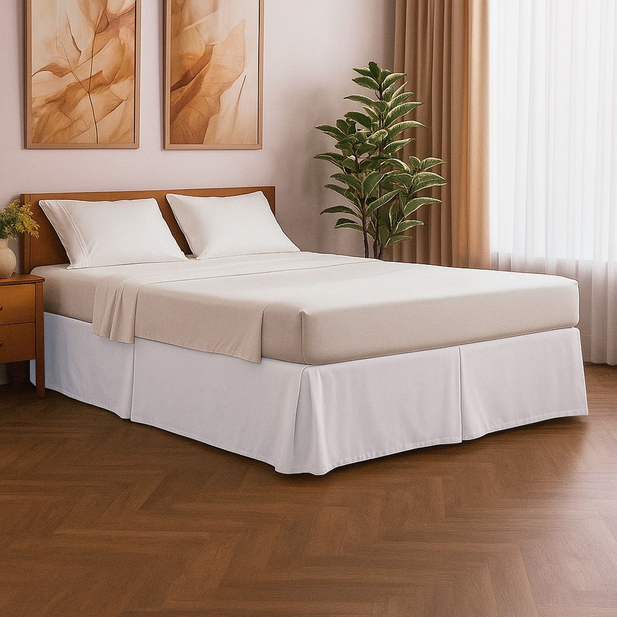 GENERICO - Cubre Tarima con Pliegues King 200 x 200 x 30 cm Blanco