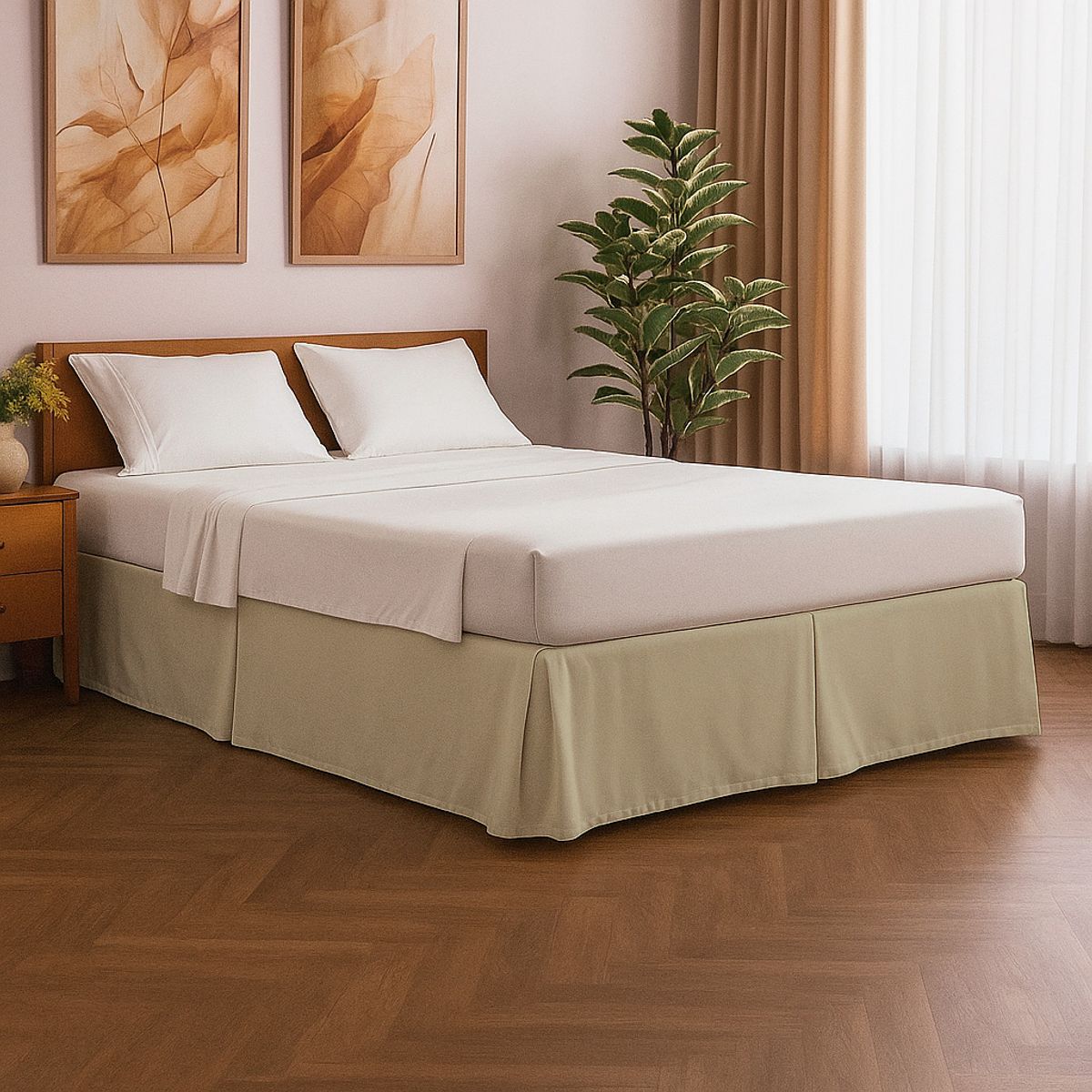 GENERICO - Cubre Tarima con Pliegues King 200 x 200 x 30 cm Arena