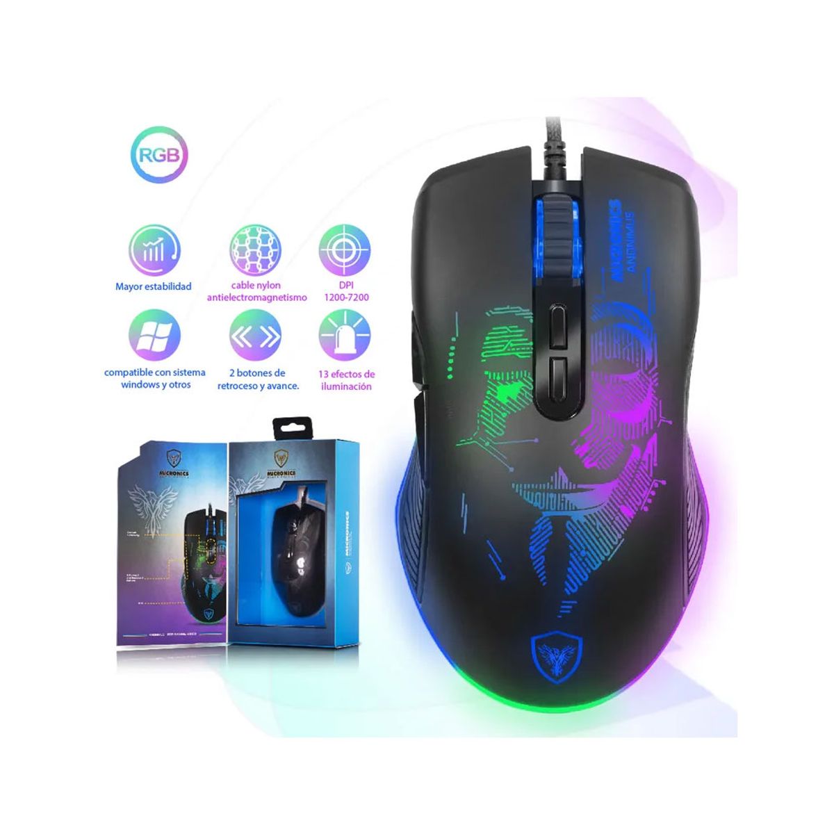 MICRONICS - Mouse Gamer Anonimus MIC GM859 Negro