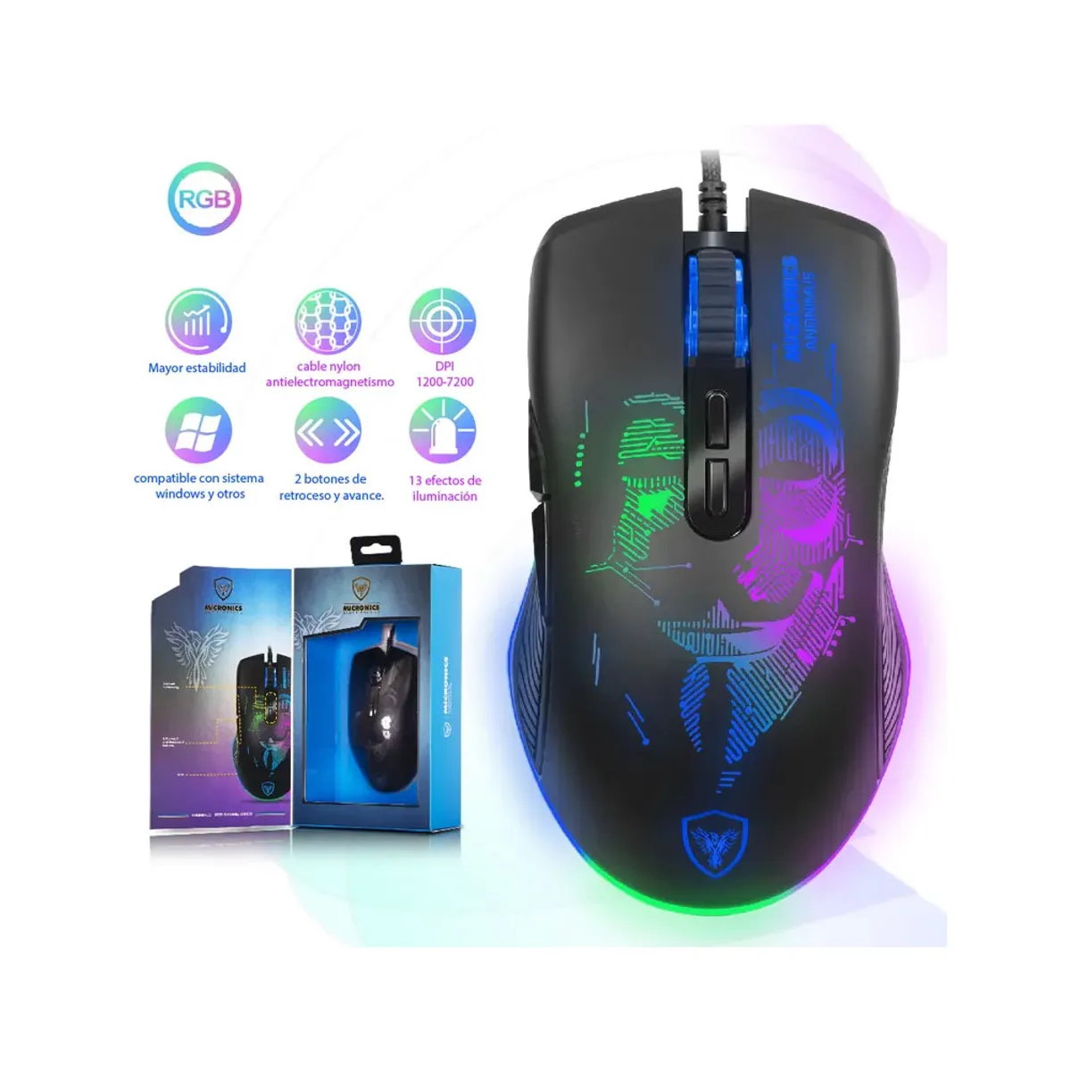 MICRONICS - Mouse Gamer Anonimus MIC GM859 Negro