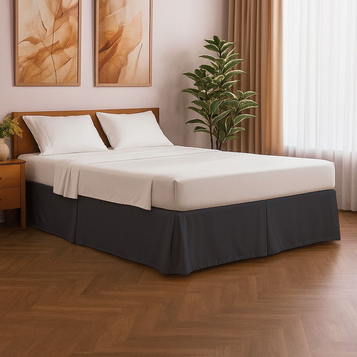 GENERICO - Cubre Tarima con Pliegues King 200 x 200 x 30 cm Gris Oscuro