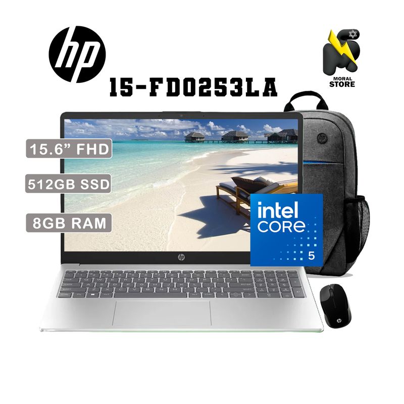 HP - LAPTOP HP 15-FD0253LA /INTEL CORE 5 -120U/8GB RAM /512 SSD / 15.6 LED