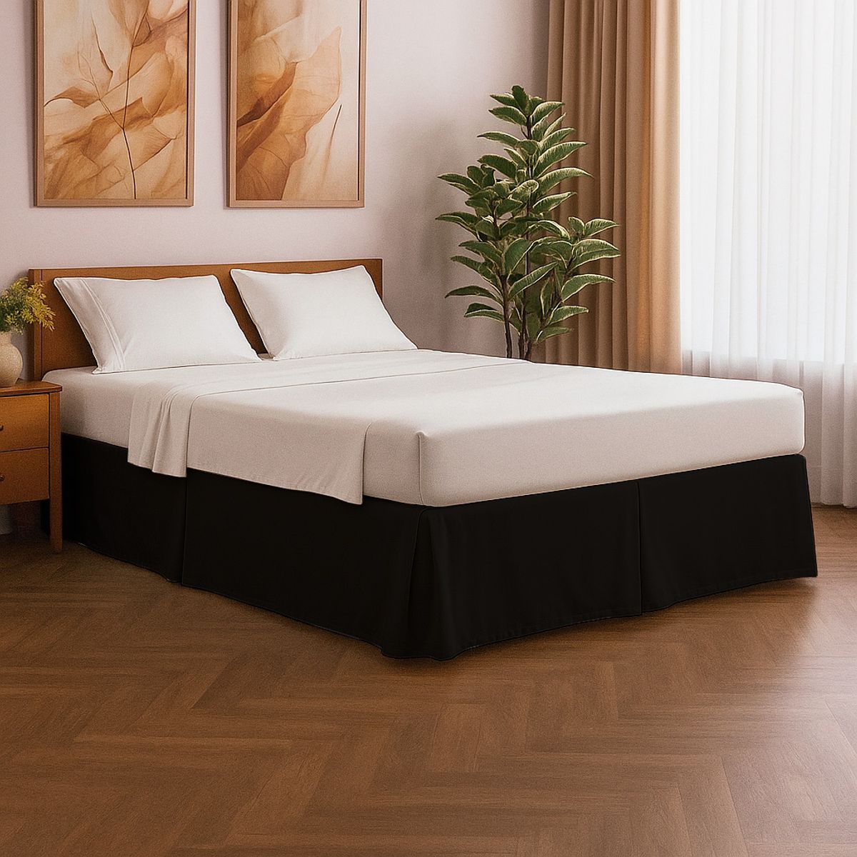 GENERICO - Cubre Tarima con Pliegues King 200 x 200 x 30 cm Negro
