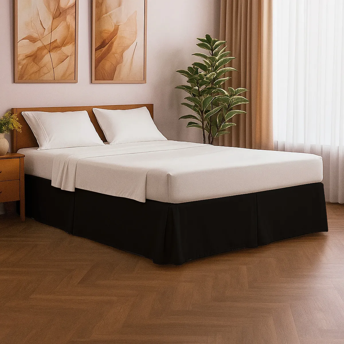 GENERICO - Cubre Tarima con Pliegues King 200 x 200 x 35 cm Negro