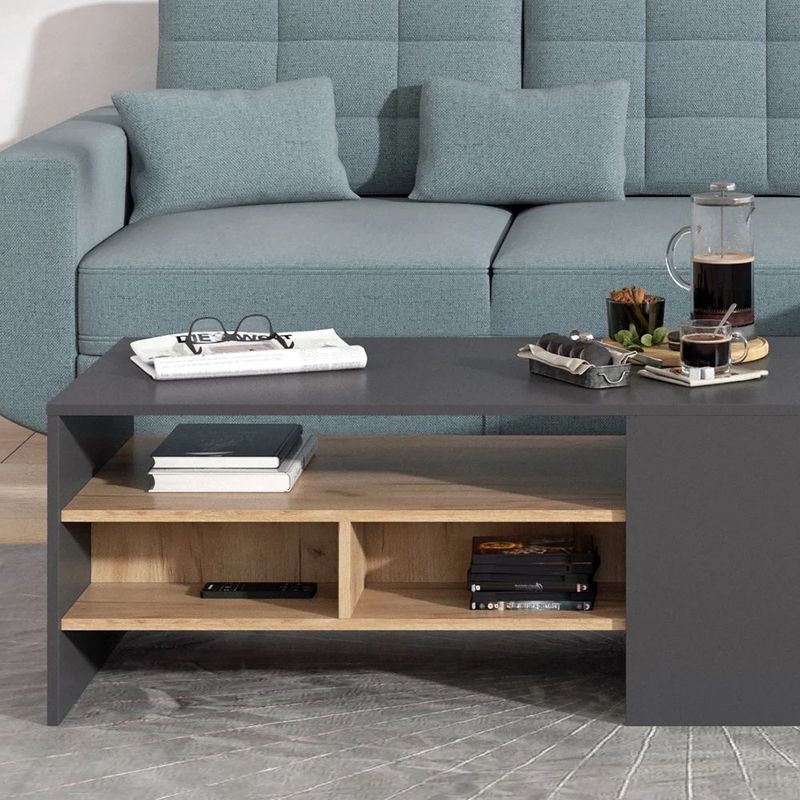 R&R MUEBLES - Mesa de Centro Nagumo Negro y Manzano R&R MUEBLES