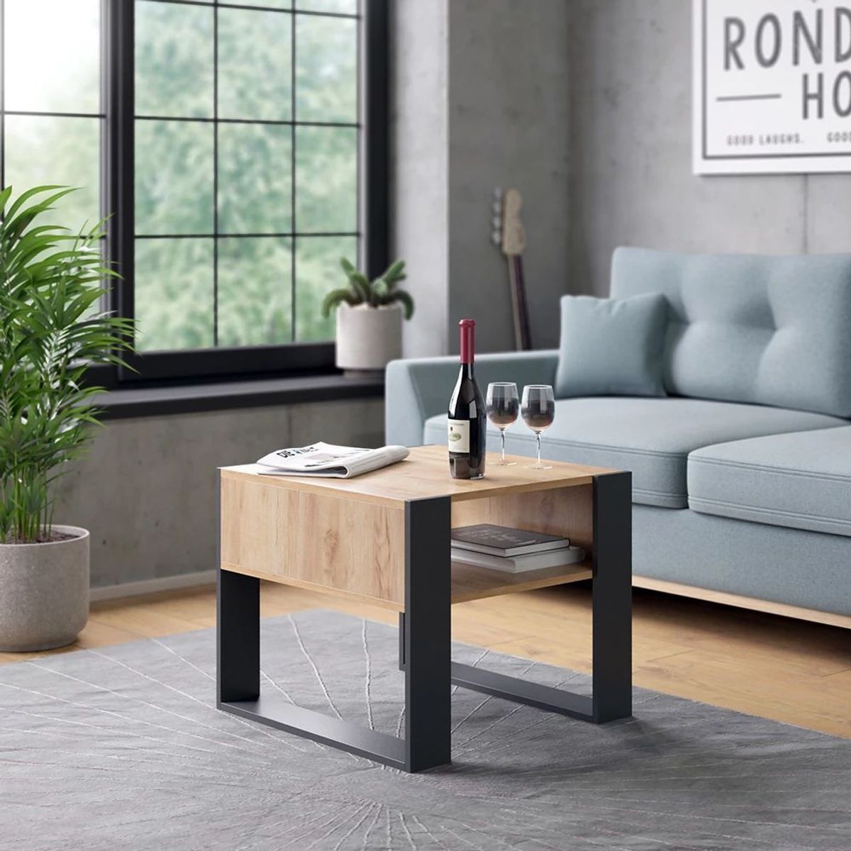 R&R MUEBLES - Mesa de Centro Asunaro Negro y Manzano R&R MUEBLES