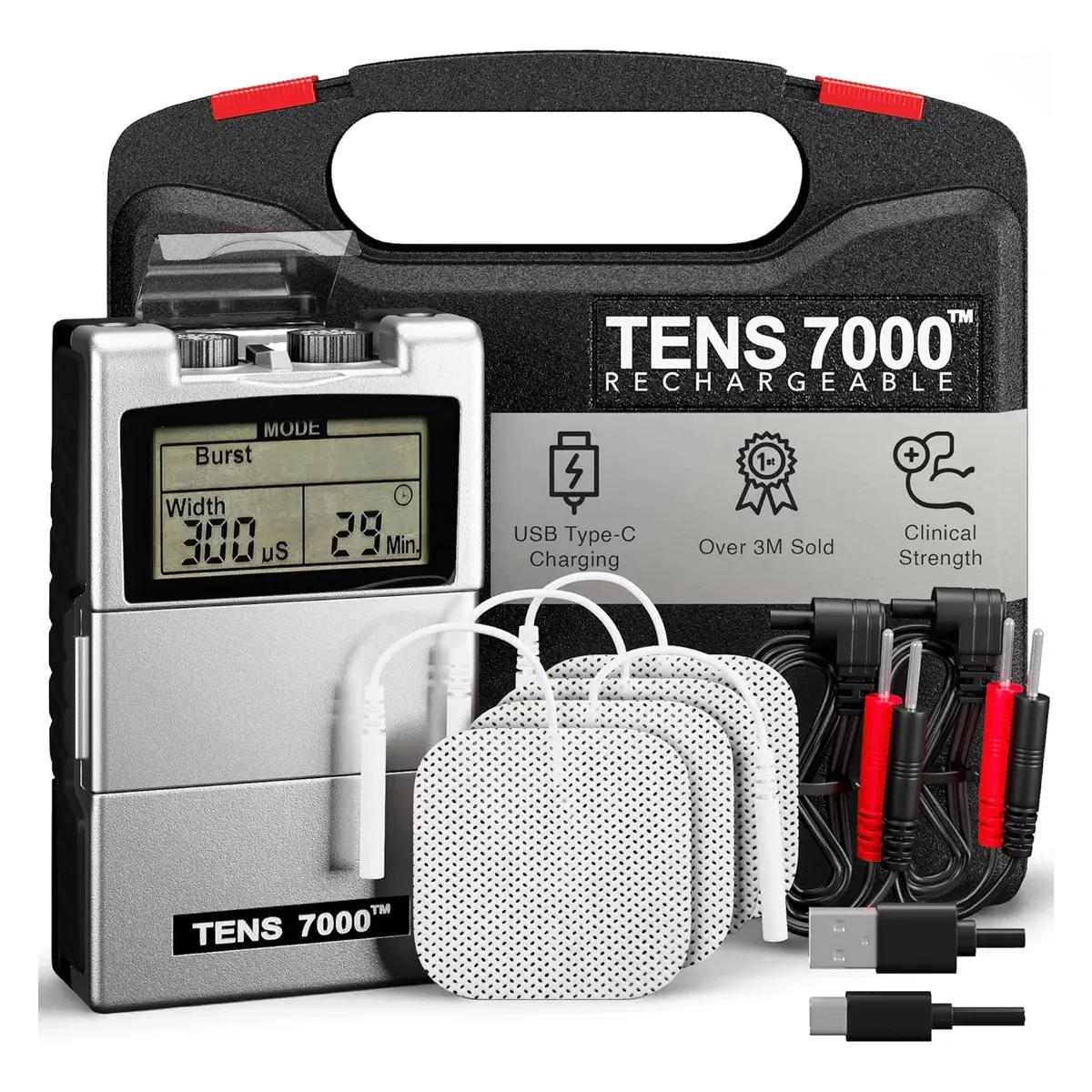 GENERICO - Masajeador Electroestimulador Tens 7000 RECARGABLE
