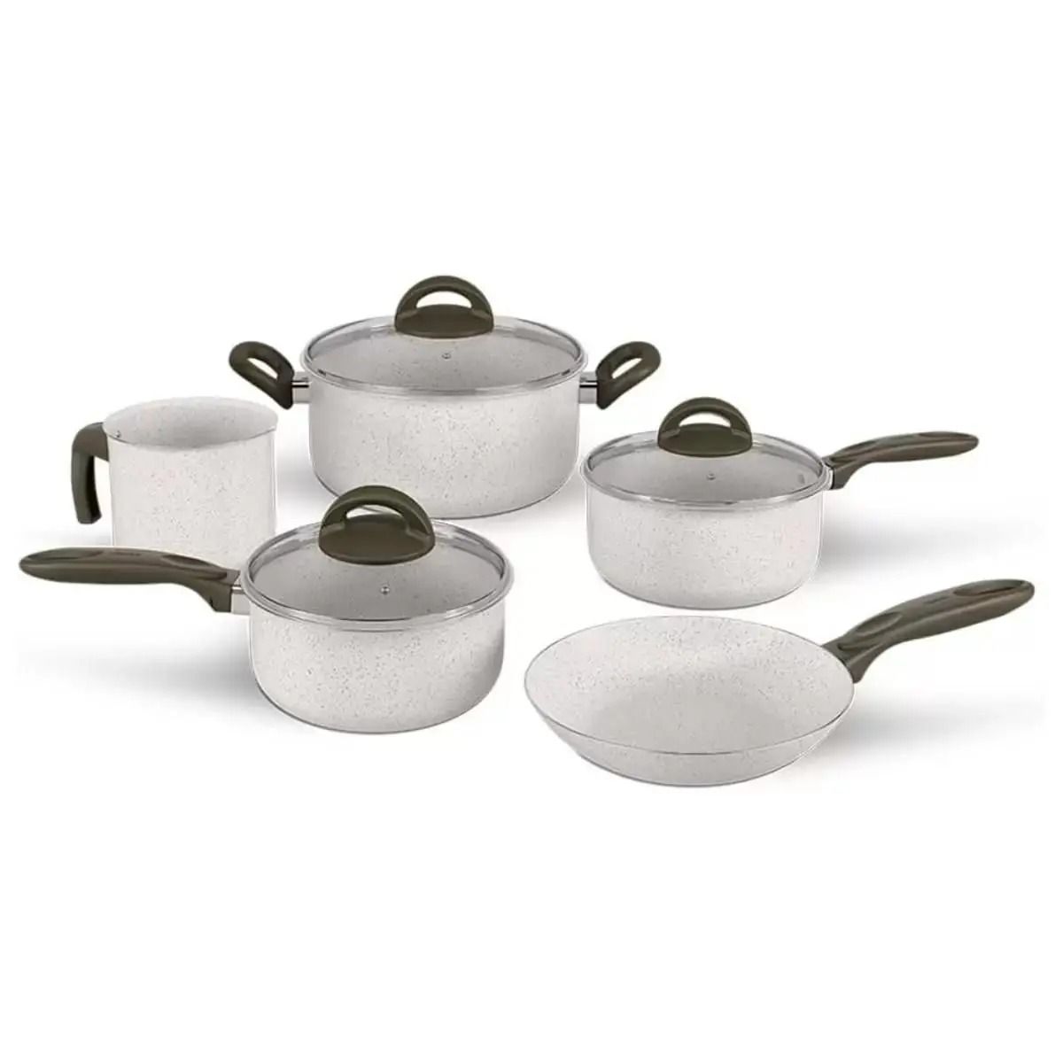 BRINOX - Juego de Ollas 32 Piezas Brinox Suprema Vainilla + Set de Cubiertos Bellagio