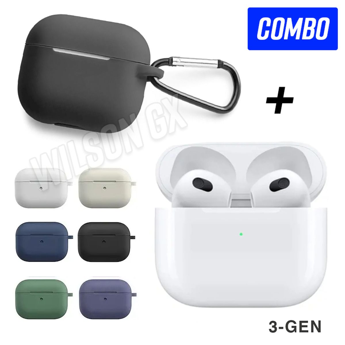 GENERICO - Estuche Case de Silicona + Audifonos Blancos 3ra gen Pods