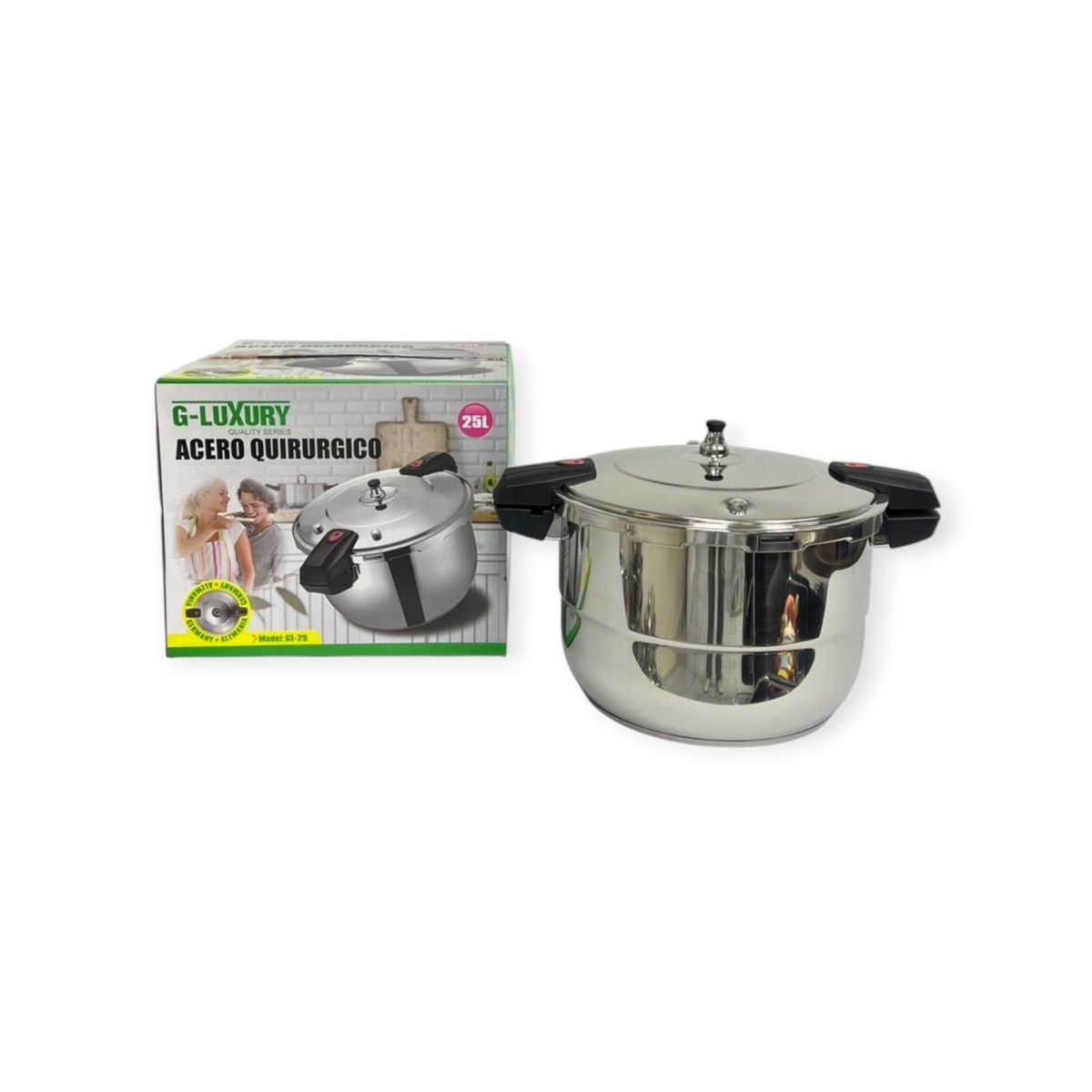 GENERICO - OLLA A PRESIÓN 25 LITROS DE ACERO QUIRÚRGICO G- LUXURY