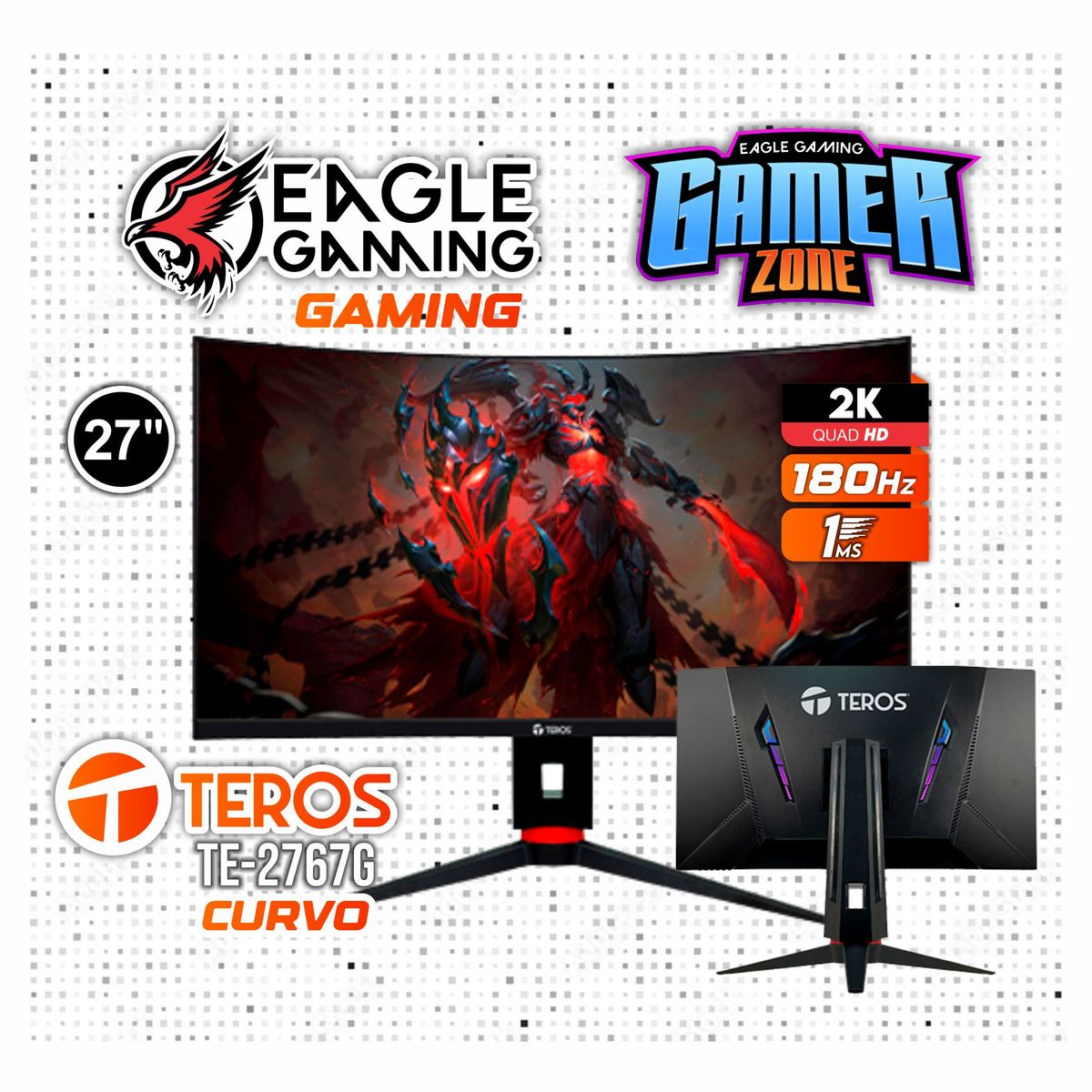 TEROS GAMING - MONITOR TEROS TE 2767G 27 2K CURVO QHD VA 180HZ 1MS DP HDMI
