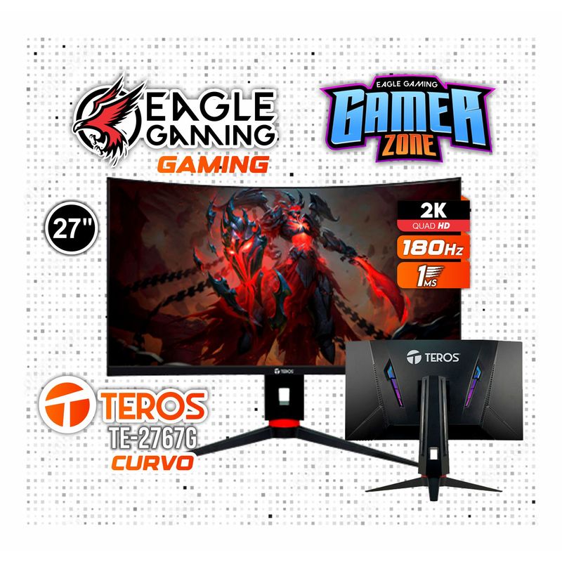 TEROS GAMING - MONITOR TEROS TE 2767G 27 2K CURVO QHD VA 180HZ 1MS DP HDMI