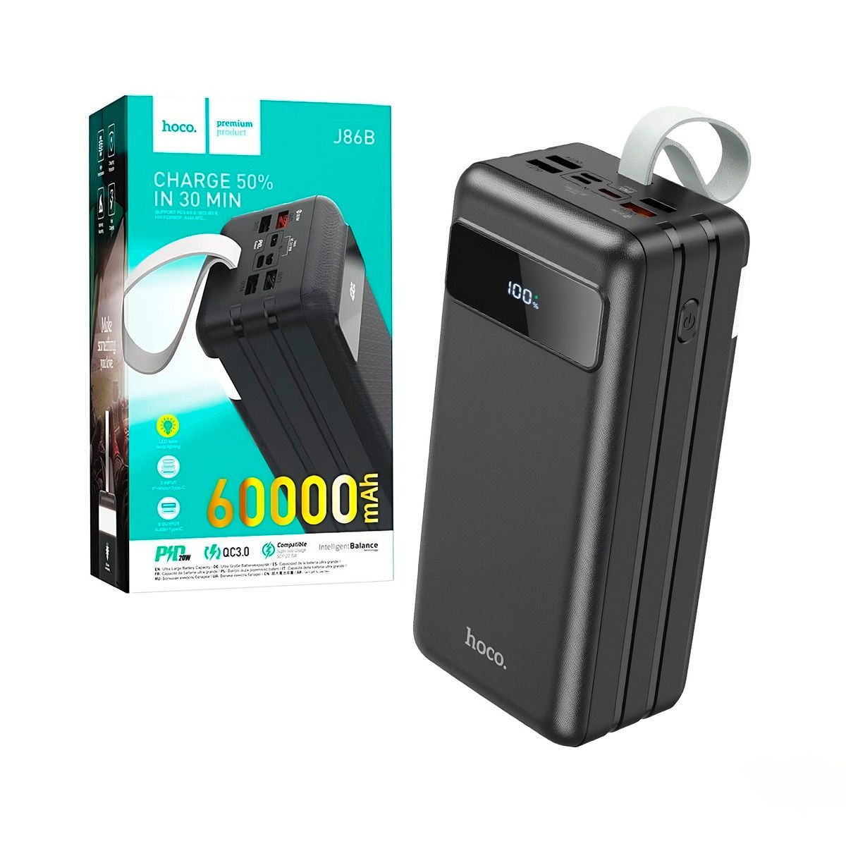 HOCO - Power Bank Hoco J86b 60000mah 225w con Pantalla y luz