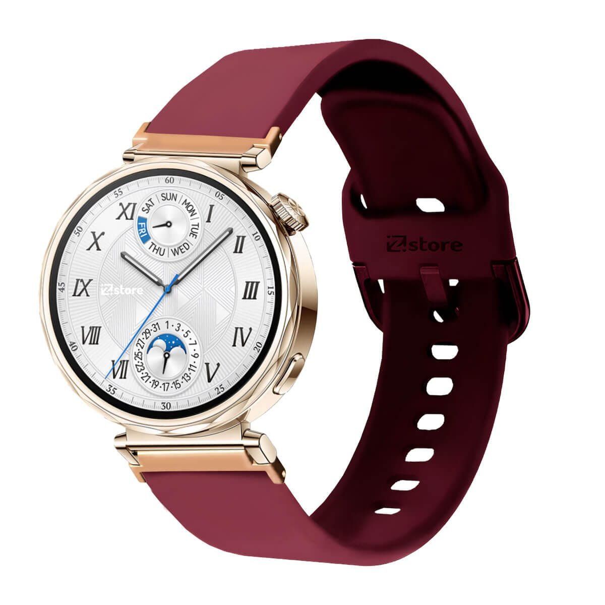 GENERICO - Correa Para Huawei Watch GT5 41mm Gold Rose Vino Rojo