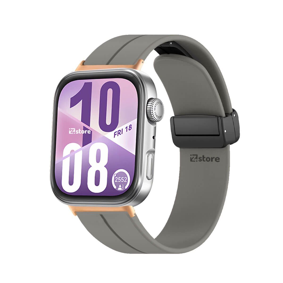 GENERICO - Correa Silicona Para Huawei Watch Fit 4 Broche Magnetico Gold Rose Gris Oscuro