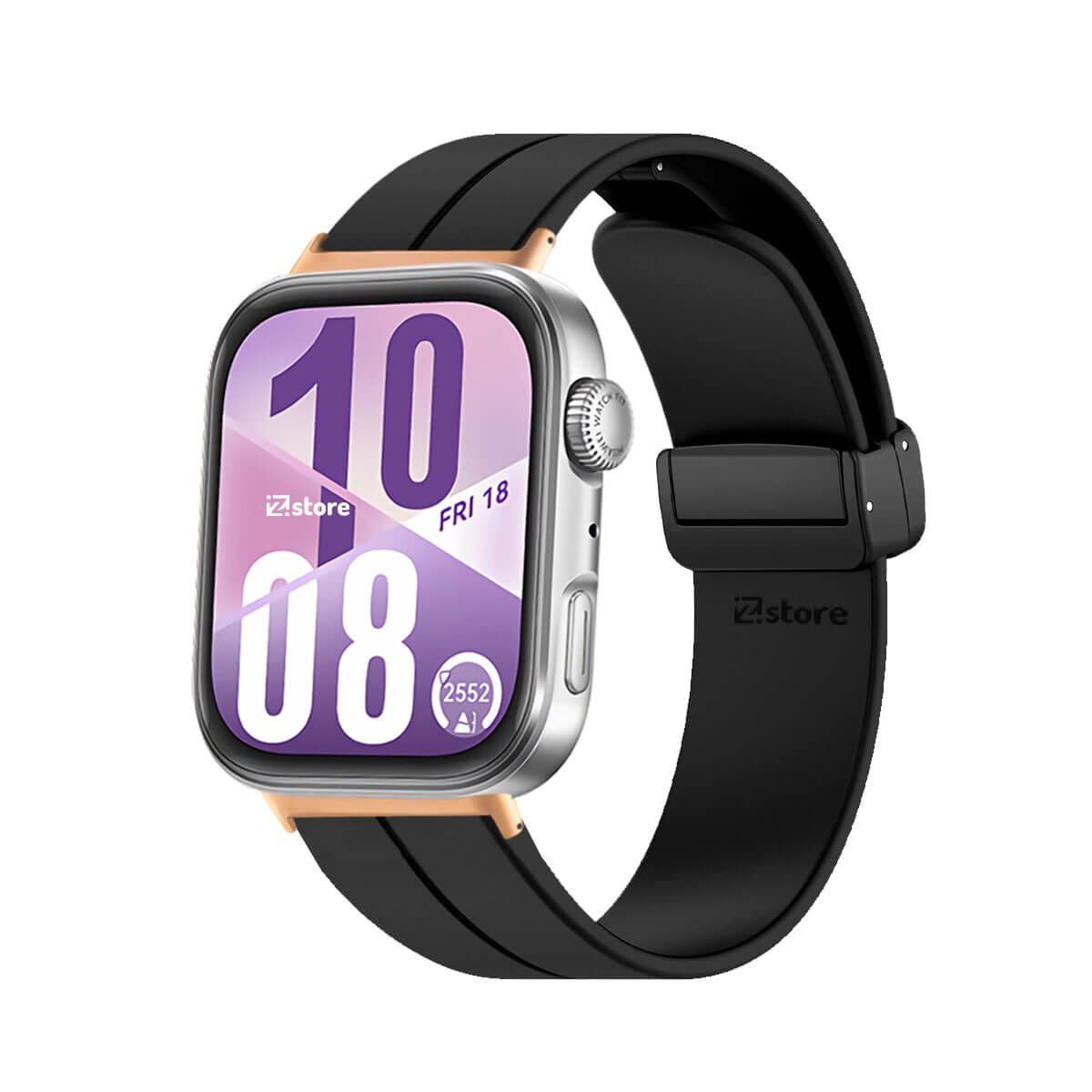 GENERICO - Correa Silicona Para Huawei Watch Fit 4 Broche Magnetico Gold Rose Negro