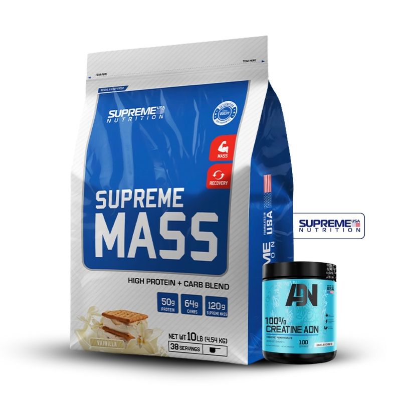 SUPREME NUTRITION - Supreme Mass 10Lb Vainilla+Creatina Adn 250Gr