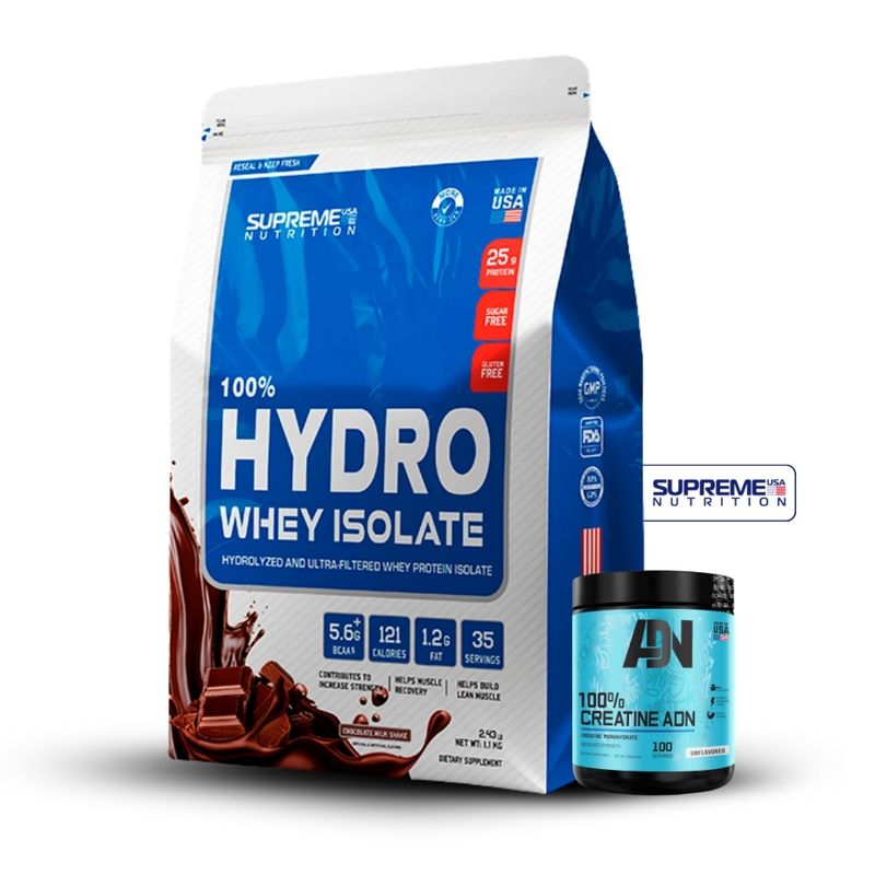 SUPREME NUTRITION - 100% Hydro Whey Isolate Chocolate 2.4 lb+Creatina Adn 250Gr