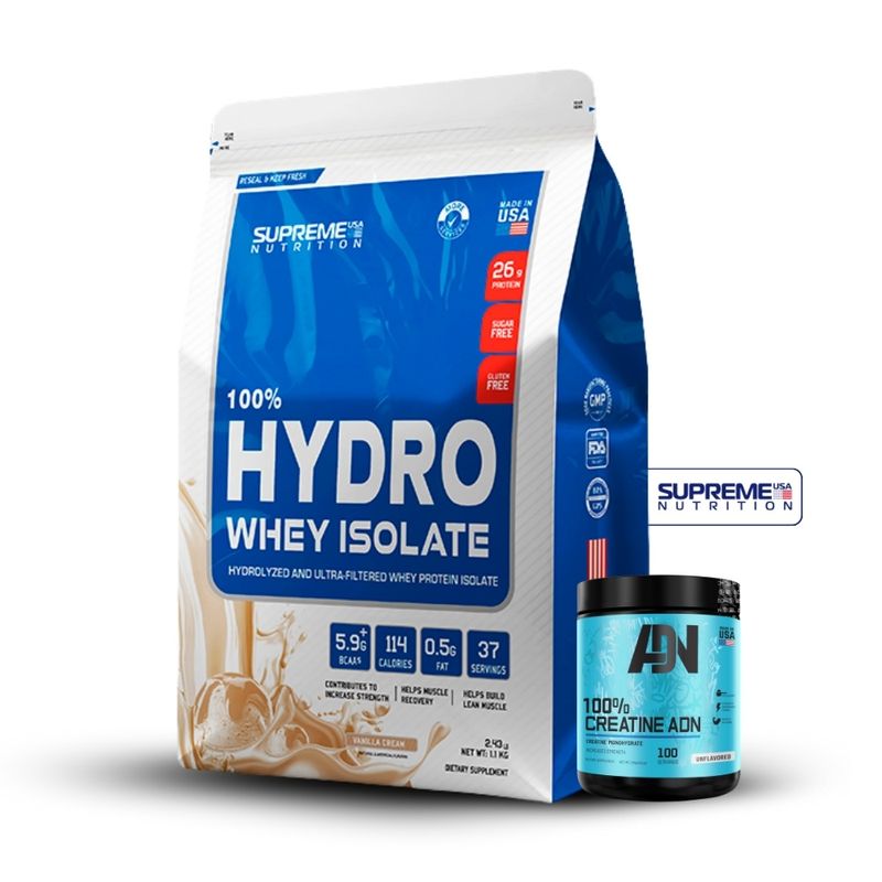 SUPREME NUTRITION - 100% Hydro Whey Isolate Vainilla 2.4 lb+Creatina Adn 250Gr