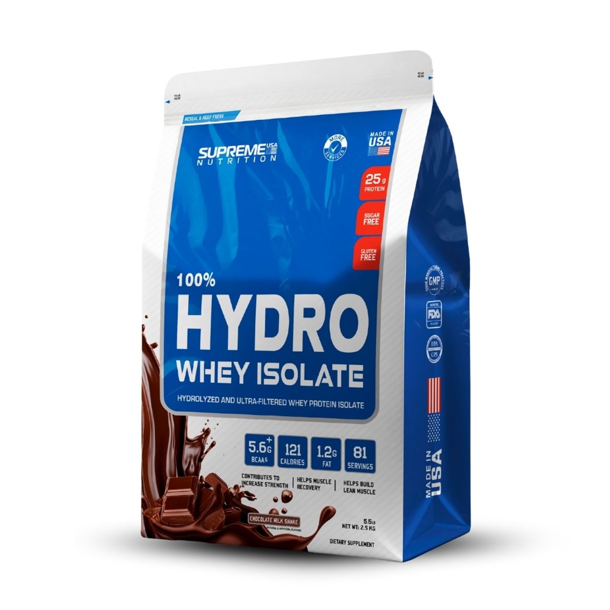 SUPREME NUTRITION - 100% Hydro Whey Isolate Chocolate 5.5 lb+Creatina Kevin Levrone 500Gr
