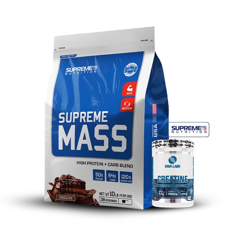 SUPREME NUTRITION - Supreme Mass 10Lb Chocolate+Creatina Yava Labs 300Gr