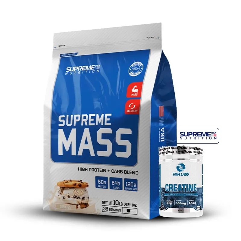 SUPREME NUTRITION - Supreme Mass 10Lb Cookies+Creatina Yava Labs 300Gr