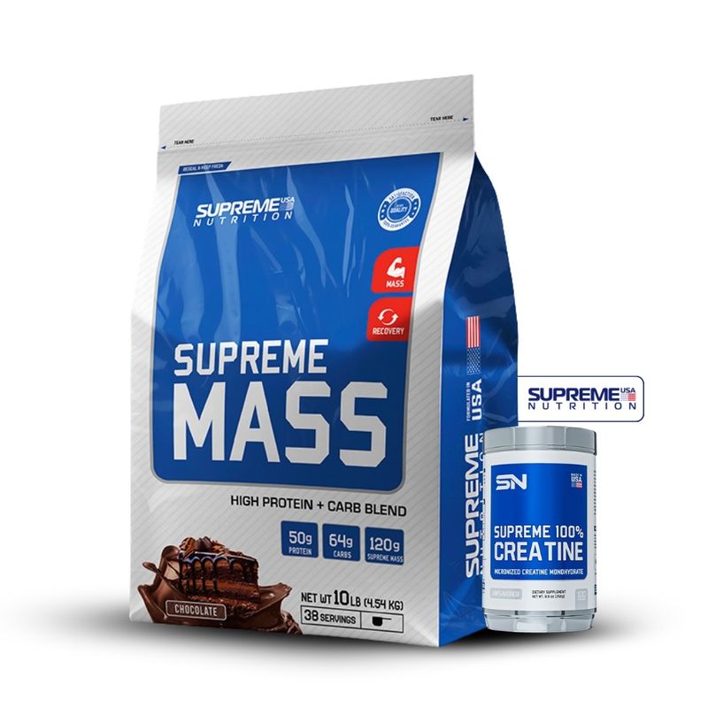 SUPREME NUTRITION - Supreme Mass 10Lb Chocolate+Creatina Supreme Nutrition 250Gr