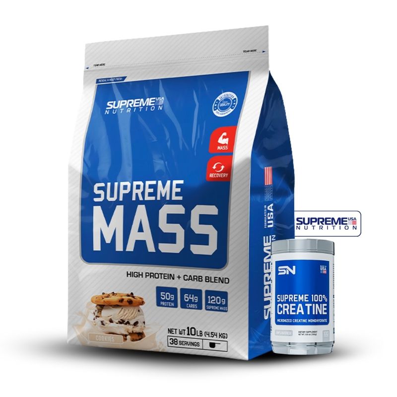 SUPREME NUTRITION - Supreme Mass 10Lb Cookies+Creatina Supreme Nutrition 250Gr