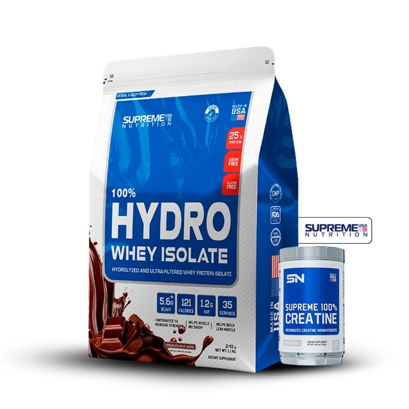 SUPREME NUTRITION - 100% Hydro Whey Isolate Chocolate 2.4 lb+Creatina Supreme Nutrition 250Gr