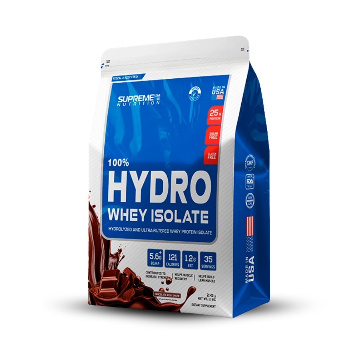 SUPREME NUTRITION - 100% Hydro Whey Isolate Chocolate 2.4 lb+Agressive Pump 350Gr