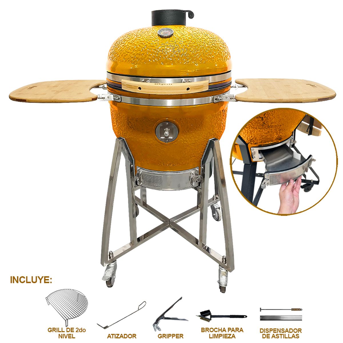 HIGRILL - Kamado 22 Pulgadas Higrill Parrilla Multifuncional Amarillo
