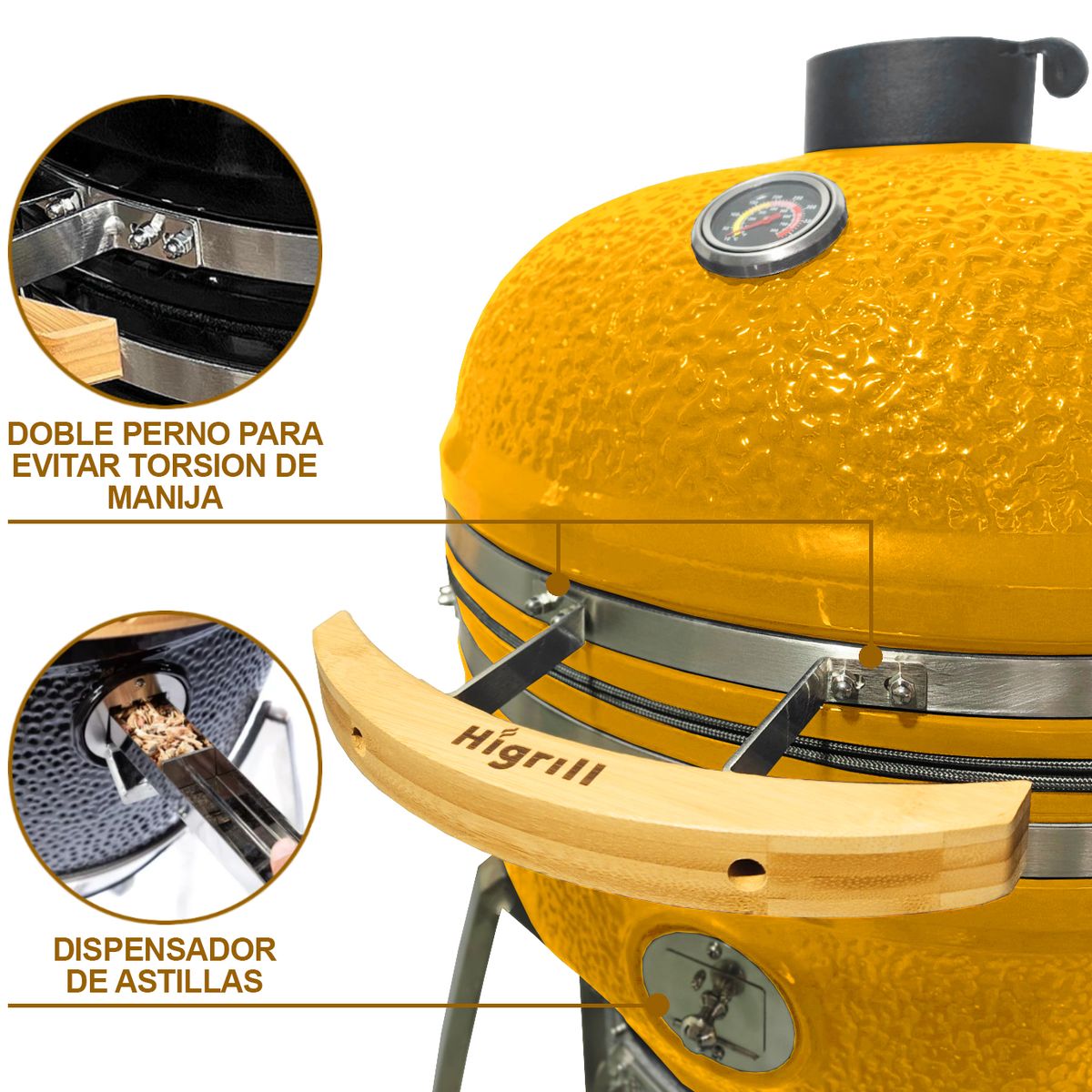 HIGRILL - Kamado 22 Pulgadas Higrill Parrilla Multifuncional Amarillo