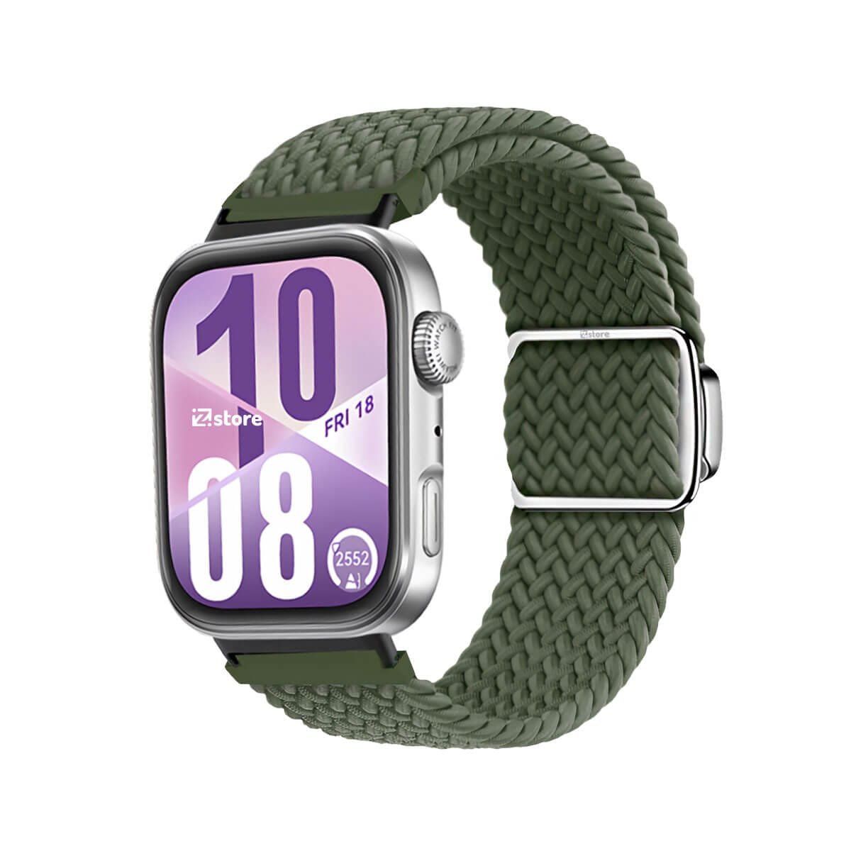 GENERICO - Correa de Nylon para Huawei Watch Fit 4 Broche Magnético verde militar Black