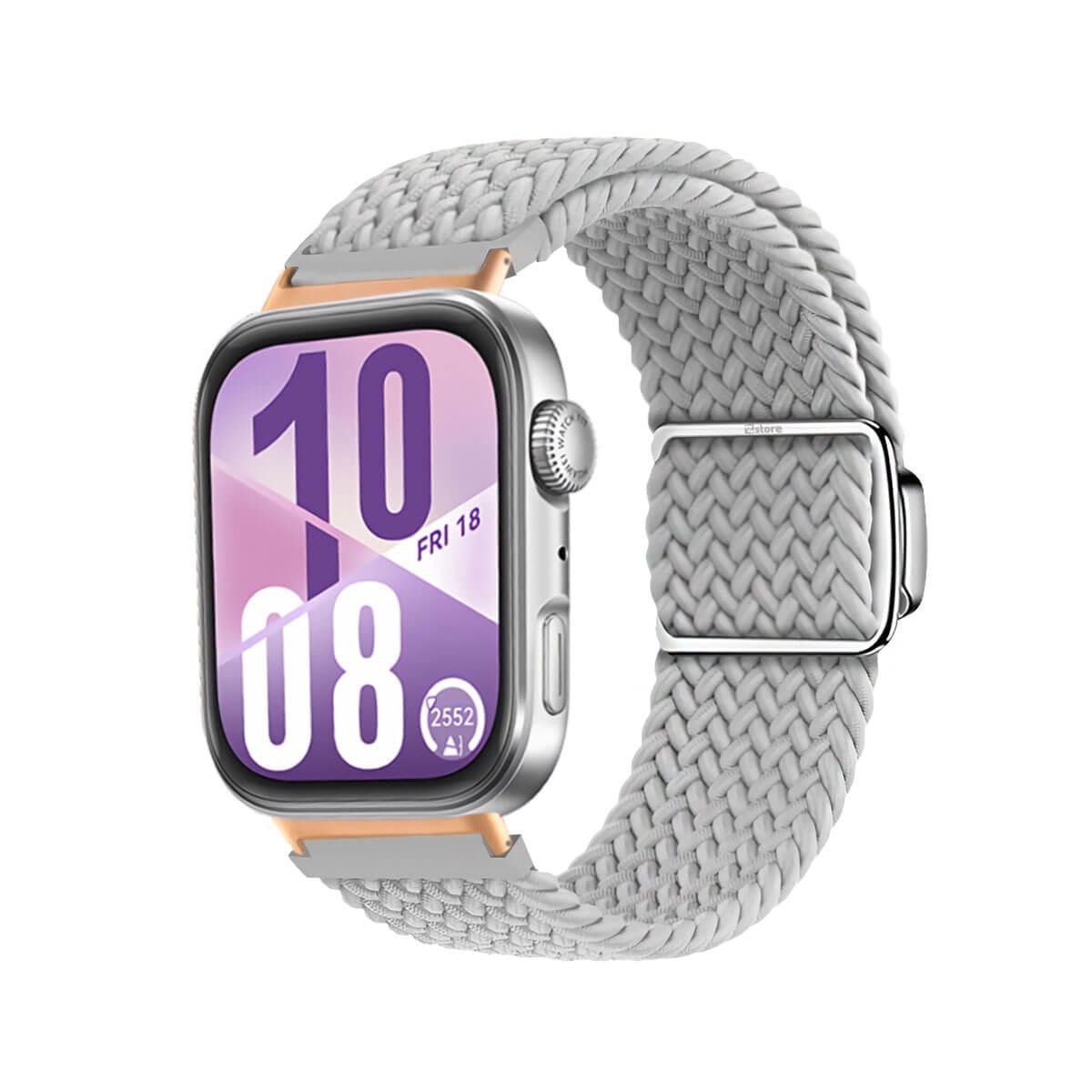 GENERICO - Correa de Nylon para Huawei Watch Fit 4 Broche Magnético gris claro Gold Rose